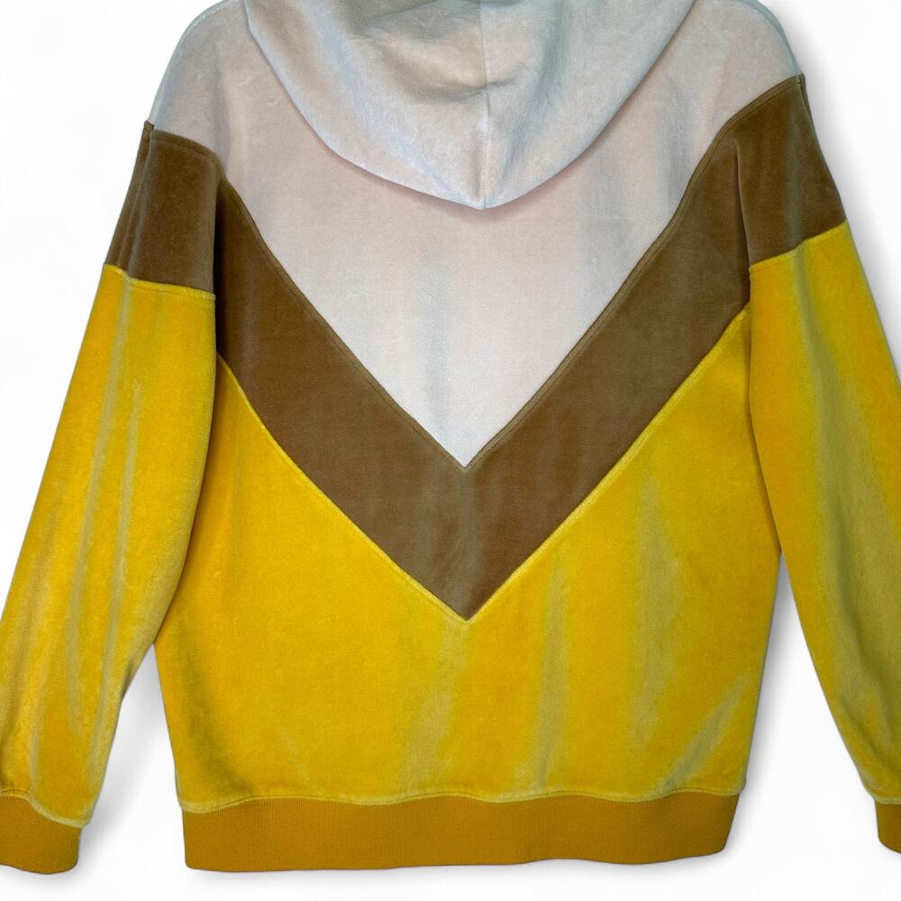 Roxy Women's Chasing Waves Velour Hoodie Size M Golden Glow Yellow Pink Tan V - Picture 13 of 15